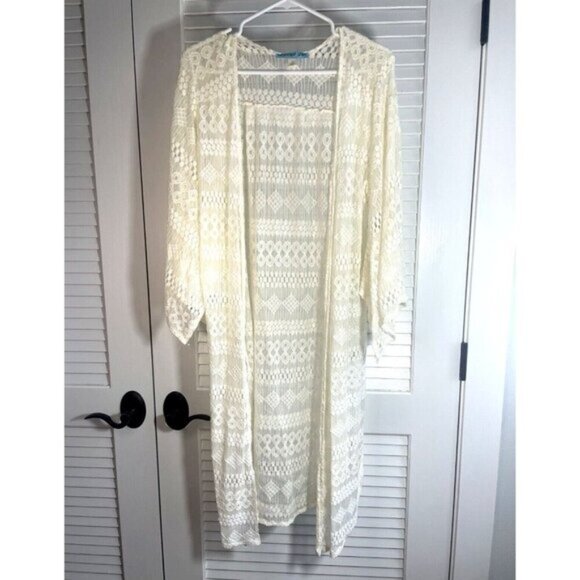Aina Be Other - Aina Be Ivory Flowy Women's Lace Cardigan, Swimsuit Cover Sz Small